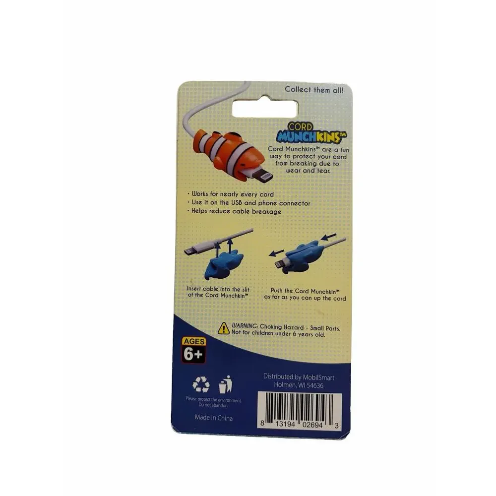 Cord Munchkins Cable Protectors Ocean Animal Clownfish Universal Cord Saver NEW